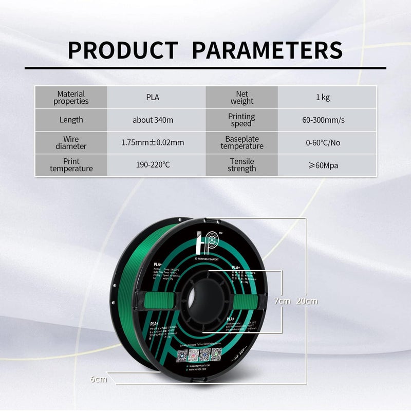 HP3DF PLA Filament, Silk PLA, 3D Printer Filament, PLA Filament 1.75mm Dimensional Accuracy +/- 0.02mm, 1KG Spool (2.2 lbs), Fit Most FDM Printer (Silk Green) - Image 5